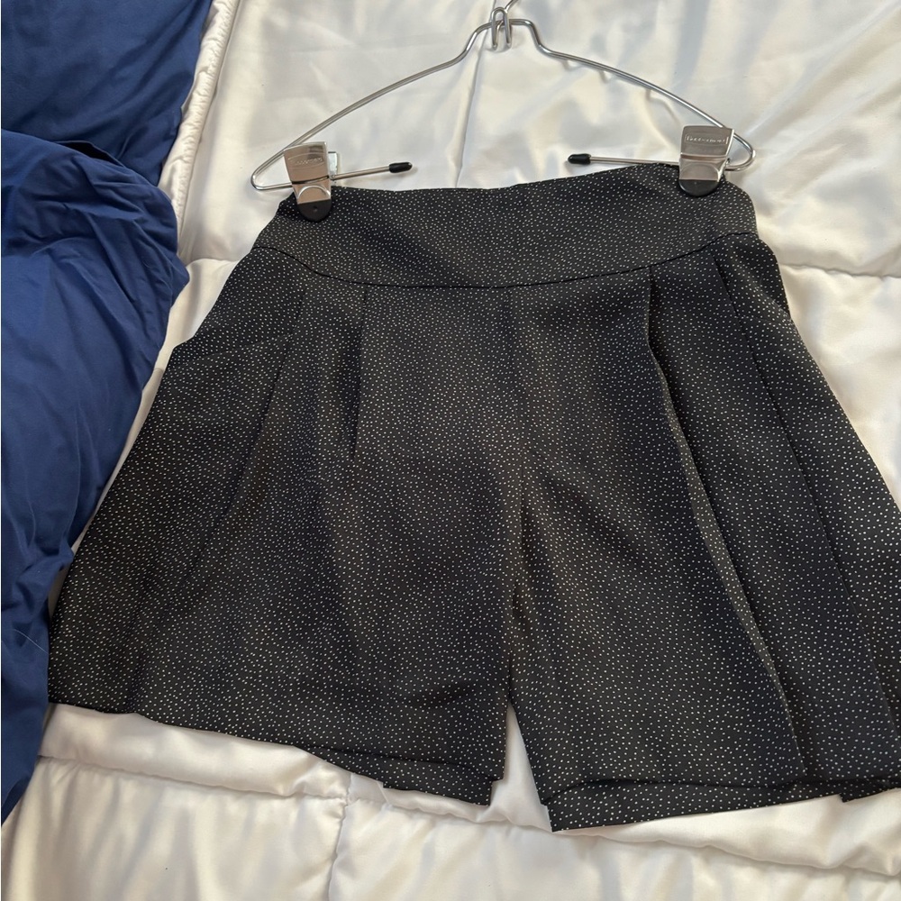 LOFT Black and White Bermuda Shorts with Tailored Pleats